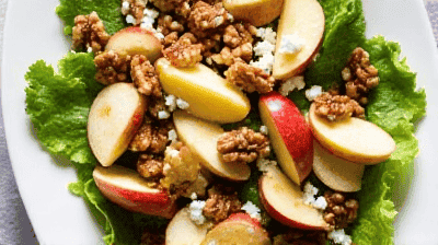 Harvest Apple Salad with Candied Walnuts Goat Cheese Apple Cider Vinaigrette