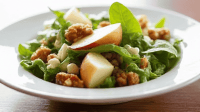 Harvest Apple Salad with Candied Walnuts Goat Cheese Apple Cider Vinaigrette