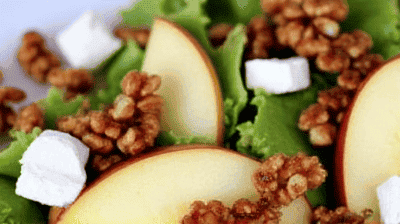 Harvest Apple Salad with Candied Walnuts Goat Cheese Apple Cider Vinaigrette