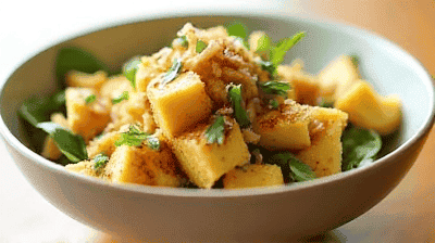 Thai Mango Salad with Spicy Peanut Dressing Toasted Coconut
